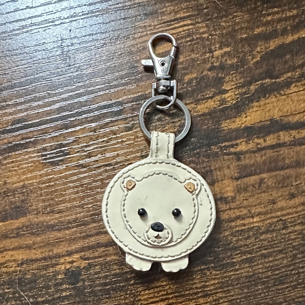 Coach Cream Bear Keychain Charm